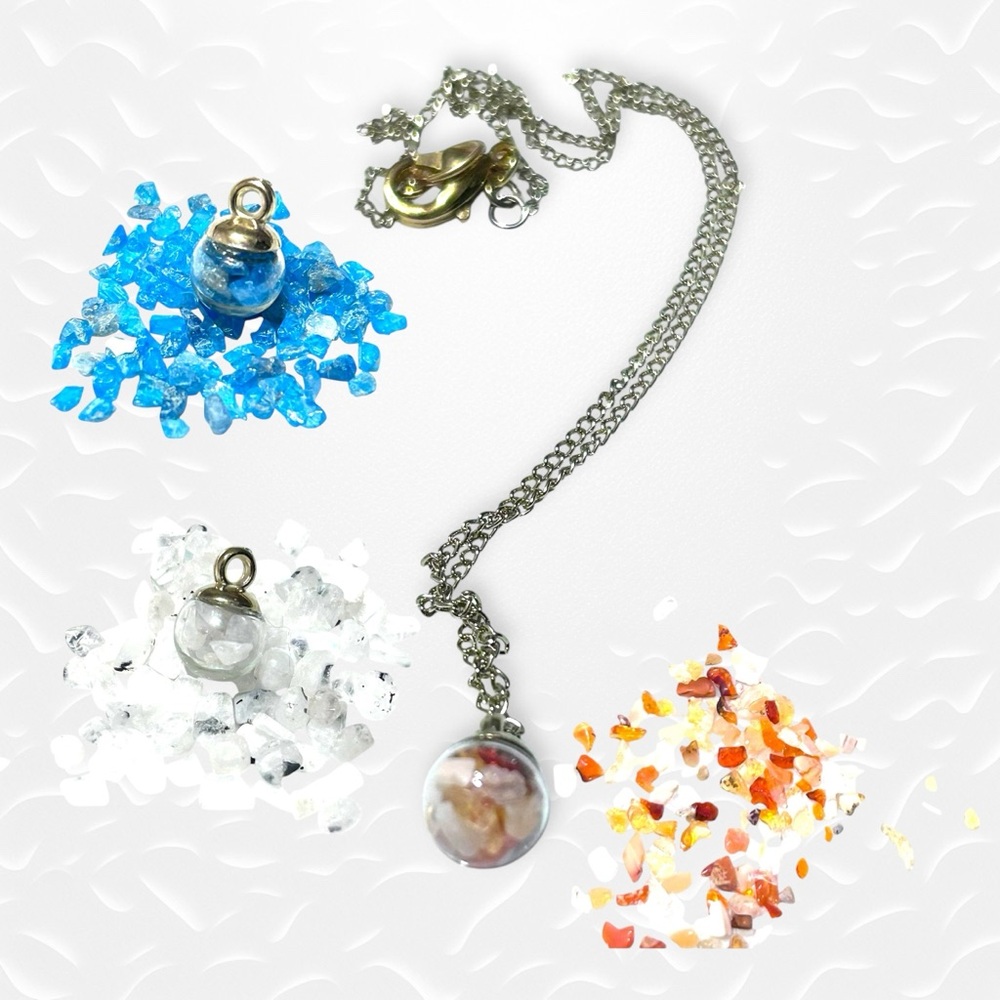 Hand Crafted Necklace Fire Opal Rainbow Moonstone Neon Apatite Pots Chain